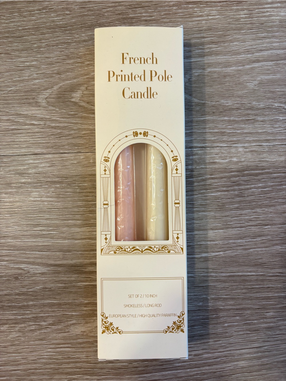 French Printed Pole Candle Set - Pink & Cream
